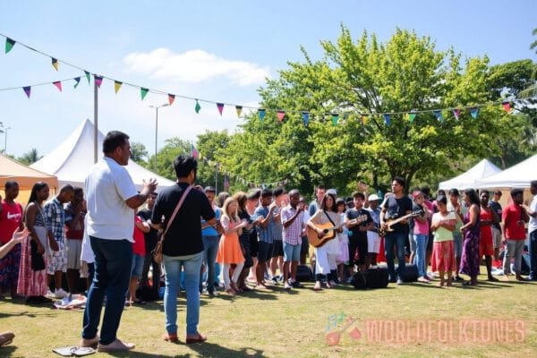 Escena de celebración de la identidad musical del festival